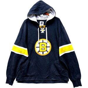 Vintage Boston Bruins CCM Hockey Hoodie Mens 2XL NHL Black Yellow Sweatshirt
